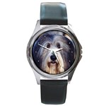 Bearded Collie Round Metal Watch