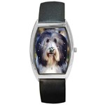 Bearded Collie Barrel Style Metal Watch