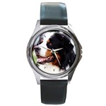 Bernese Mountain Dog Round Metal Watch