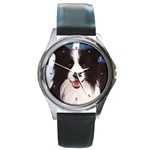 Border Collie Round Metal Watch