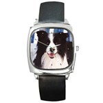 Border Collie Square Metal Watch