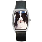 Border Collie Barrel Style Metal Watch