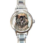 Brussels Griffon Round Italian Charm Watch