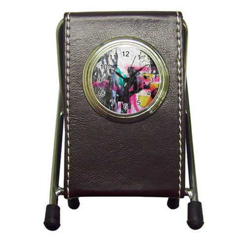 Graffiti Grunge Pen Holder Desk Clock from ArtsNow.com Front