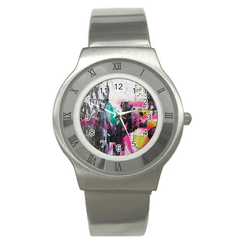 Graffiti Grunge Stainless Steel Watch from ArtsNow.com Front