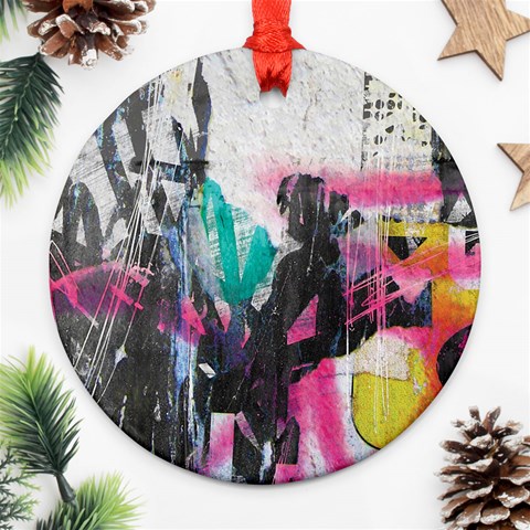 Graffiti Grunge Round Ornament (Two Sides) from ArtsNow.com Back