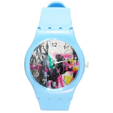 Graffiti Grunge Round Plastic Sport Watch Medium from ArtsNow.com Front