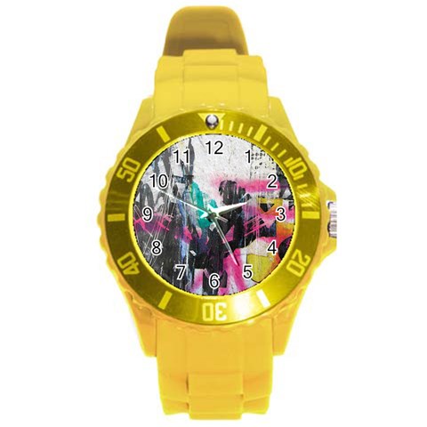 Graffiti Grunge Round Plastic Sport Watch Large from ArtsNow.com Front