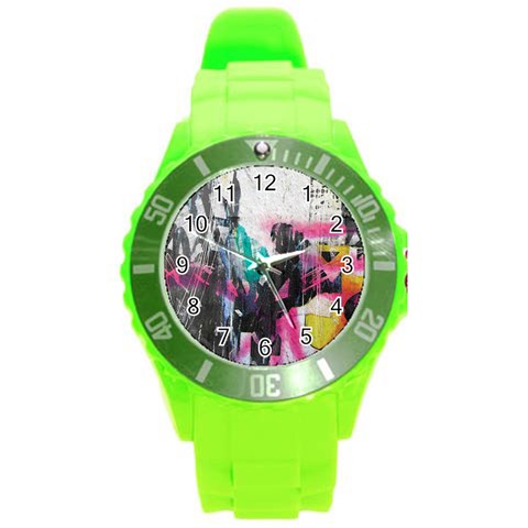 Graffiti Grunge Round Plastic Sport Watch Large from ArtsNow.com Front