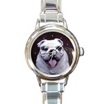 Bulldog Round Italian Charm Watch