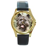 Cairn Terrier Round Gold Metal Watch