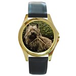 Cairn Terrier Round Gold Metal Watch