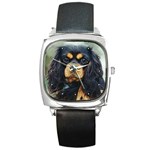 Cavalier King Charles Spaniel Square Metal Watch