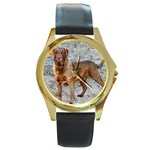 Chesapeake Bay Retriever Round Gold Metal Watch