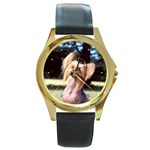 Chinese Crested Round Gold Metal Watch