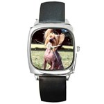 Chinese Crested Square Metal Watch