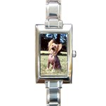 Chinese Crested Rectangular Italian Charm Watch