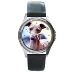 Italian Greyhound Round Metal Watch