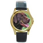 Labrador Retriever Lab Round Gold Metal Watch