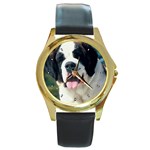 Saint Bernard Round Gold Metal Watch