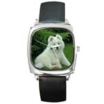 Samoyed Puppy Square Metal Watch