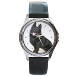 Schipperke Round Metal Watch