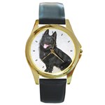 Schipperke Round Gold Metal Watch