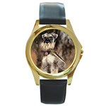 Schnauzer Round Gold Metal Watch