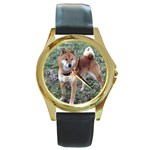 Shiba Inu Round Gold Metal Watch