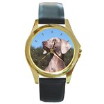 Weimaraner Round Gold Metal Watch