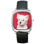 West Highland Terrier Westie Square Metal Watch