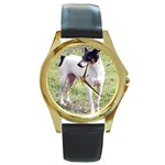 Rat Terrier Round Gold Metal Watch