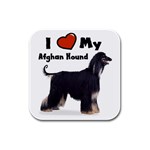 I Love My Afghan Hound Black Rubber Square Coaster (4 pack)