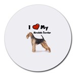 I Love My Airedale Terrier Round Mousepad