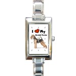 I Love My Airedale Terrier Rectangular Italian Charm Watch