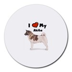 I Love My Akita Round Mousepad