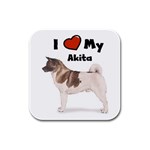 I Love My Akita Rubber Square Coaster (4 pack)