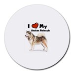 I Love My Alaskan Malamute Round Mousepad