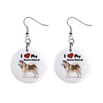 I Love My Alaskan Malamute 1  Button Earrings