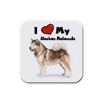 I Love My Alaskan Malamute Rubber Square Coaster (4 pack)