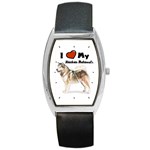 I Love My Alaskan Malamute Barrel Style Metal Watch