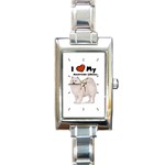 I Love My American Eskimo Rectangular Italian Charm Watch