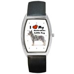 I Love My Australian Cattle Dog Barrel Style Metal Watch