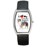 I Love My Australian Shepherd Barrel Style Metal Watch