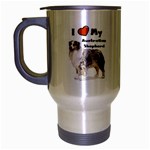 I Love My Australian Shepherd Travel Mug (Silver Gray)