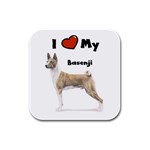 I Love My Basenji Rubber Square Coaster (4 pack)