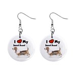 I Love My Basset Hound 1  Button Earrings