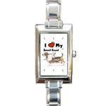 I Love My Basset Hound Rectangular Italian Charm Watch