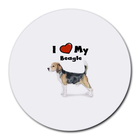 I Love My Beagle Round Mousepad from ArtsNow.com Front