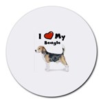 I Love My Beagle Round Mousepad